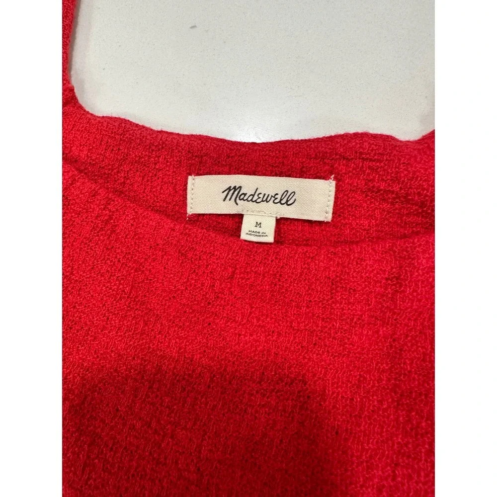Madewell Red Puff Sleeve Peplum Top